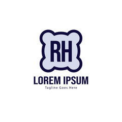 Initial RH logo template with modern frame. Minimalist RH letter logo vector illustration