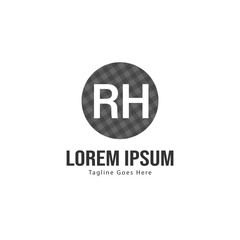 Initial RH logo template with modern frame. Minimalist RH letter logo vector illustration