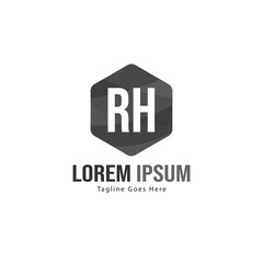 Initial RH logo template with modern frame. Minimalist RH letter logo vector illustration