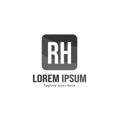Initial RH logo template with modern frame. Minimalist RH letter logo vector illustration