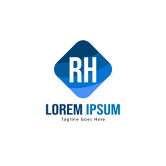 Fototapeta premium Initial RH logo template with modern frame. Minimalist RH letter logo vector illustration