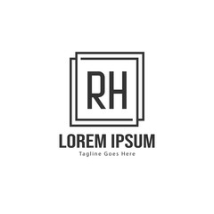 Initial RH logo template with modern frame. Minimalist RH letter logo vector illustration