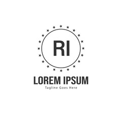 Obraz premium Initial RI logo template with modern frame. Minimalist RI letter logo vector illustration