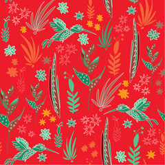 Tropical Paradise Floral with Birds of Paradise