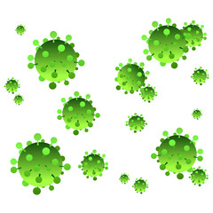 Composition of flying cells of influenza virus. Vector image Isolated on white background.