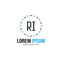 Fototapeta premium Initial RI logo template with modern frame. Minimalist RI letter logo vector illustration
