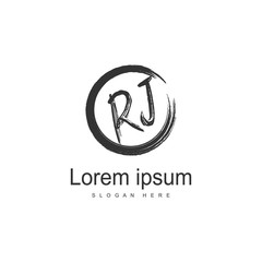 Initial RJ logo template with modern frame. Minimalist RJ letter logo vector illustration