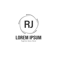 Initial RJ logo template with modern frame. Minimalist RJ letter logo vector illustration