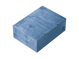 Blue metallic block isolate on white
