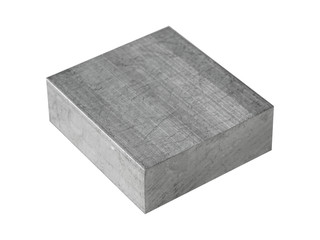 Square metallic block isolate on white