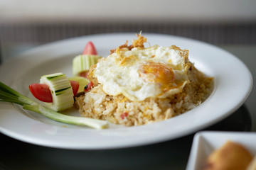 street fried rice with fried egg on top