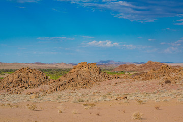 Blick ins Ugab Tal, Landschaft an der Brandberg White Lady Lodge, Erongo, Namibia