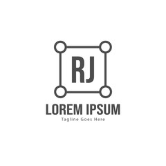 Initial RJ logo template with modern frame. Minimalist RJ letter logo vector illustration
