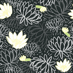 Water Lily Pattern Hand Drawn