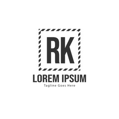 Obraz premium Initial RK logo template with modern frame. Minimalist RK letter logo vector illustration