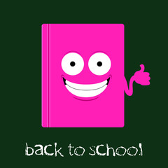 Isolated happy book. Back to school - Vector