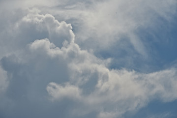 Blue sky with clouds in shapes