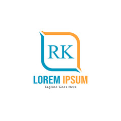 Obraz premium Initial RK logo template with modern frame. Minimalist RK letter logo vector illustration