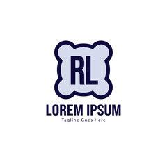 Initial RL logo template with modern frame. Minimalist RL letter logo vector illustration
