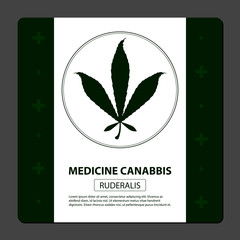 Cannabis medicine poster with text - Vector image
