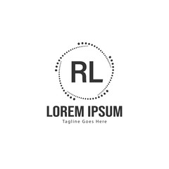 Initial RL logo template with modern frame. Minimalist RL letter logo vector illustration