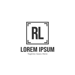 Initial RL logo template with modern frame. Minimalist RL letter logo vector illustration