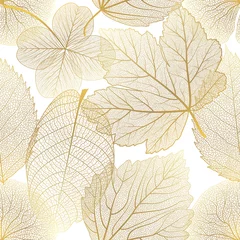 Foto op Plexiglas Bladnerven Naadloos patroon met bladeren. Vector illustratie.