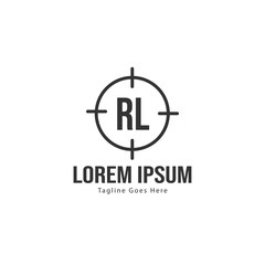Initial RL logo template with modern frame. Minimalist RL letter logo vector illustration