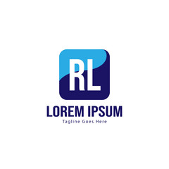 Initial RL logo template with modern frame. Minimalist RL letter logo vector illustration