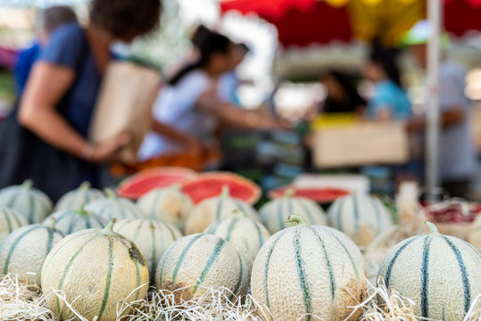 Fototapeta Cavaillon melon on the street market provencal
