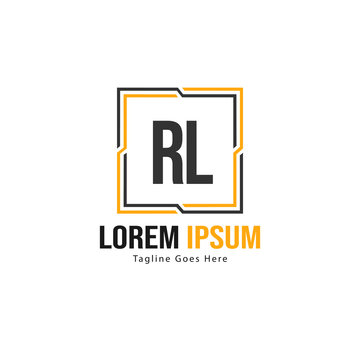Initial RL logo template with modern frame. Minimalist RL letter logo vector illustration