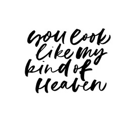 Romantic relationship, romance saying calligraphy. You look like my kind of heaven ink pen vector lettering.