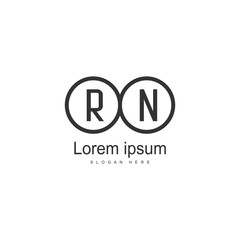Initial RN logo template with modern frame. Minimalist RN letter logo vector illustration