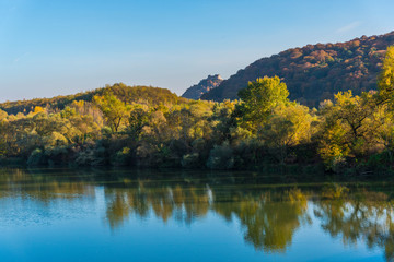 Autumn landscape with  Mures river
