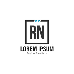 Obraz premium Initial RN logo template with modern frame. Minimalist RN letter logo vector illustration