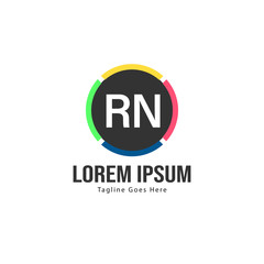 Initial RN logo template with modern frame. Minimalist RN letter logo vector illustration
