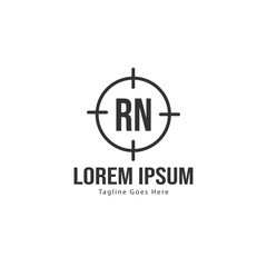 Initial RN logo template with modern frame. Minimalist RN letter logo vector illustration