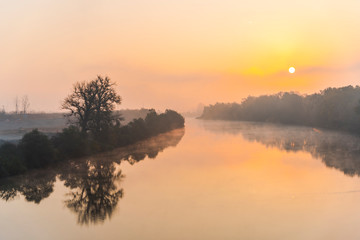 Morning sunrise near the river