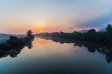 Morning sunrise near the river