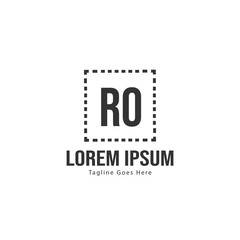 Initial RO logo template with modern frame. Minimalist RO letter logo vector illustration