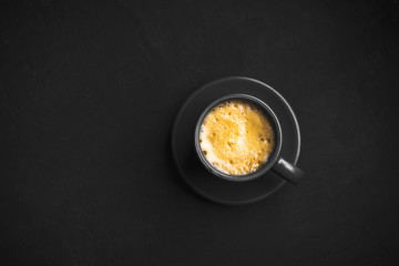 Single cup coffee , espresso on a dark table