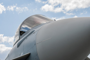 Fototapeta na wymiar Eurofighter Typhoon de la Luftwaffe en présentation au Salon du Bourget 2019