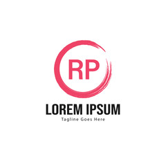 Initial RP logo template with modern frame. Minimalist RP letter logo vector illustration