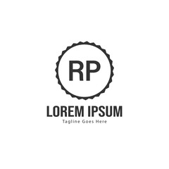 Initial RP logo template with modern frame. Minimalist RP letter logo vector illustration