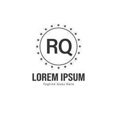 Initial RQ logo template with modern frame. Minimalist RQ letter logo vector illustration