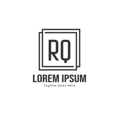 Initial RQ logo template with modern frame. Minimalist RQ letter logo vector illustration