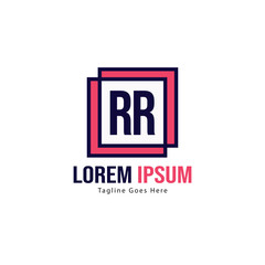 Fototapeta premium Initial RR logo template with modern frame. Minimalist RR letter logo vector illustration
