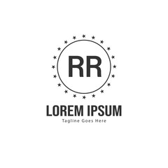 Initial RR logo template with modern frame. Minimalist RR letter logo vector illustration