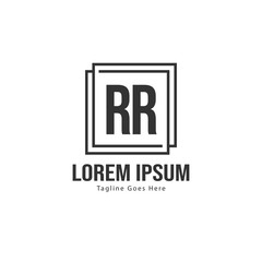 Initial RR logo template with modern frame. Minimalist RR letter logo vector illustration