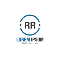 Initial RR logo template with modern frame. Minimalist RR letter logo vector illustration
